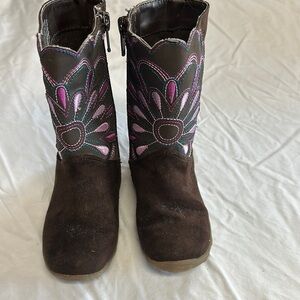 Stride Rite - Brown and Pink Floral Cowboy Boots